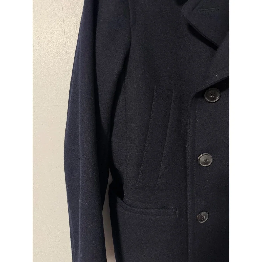 Banana Republic Mens Navy Blue Italian Wool Blend Pea Coat Mario Bellucci Med